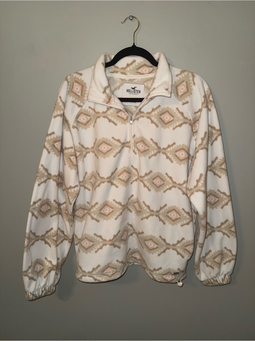 Hollister fleece Aztec tribal print sweater 1/4 zip size medium